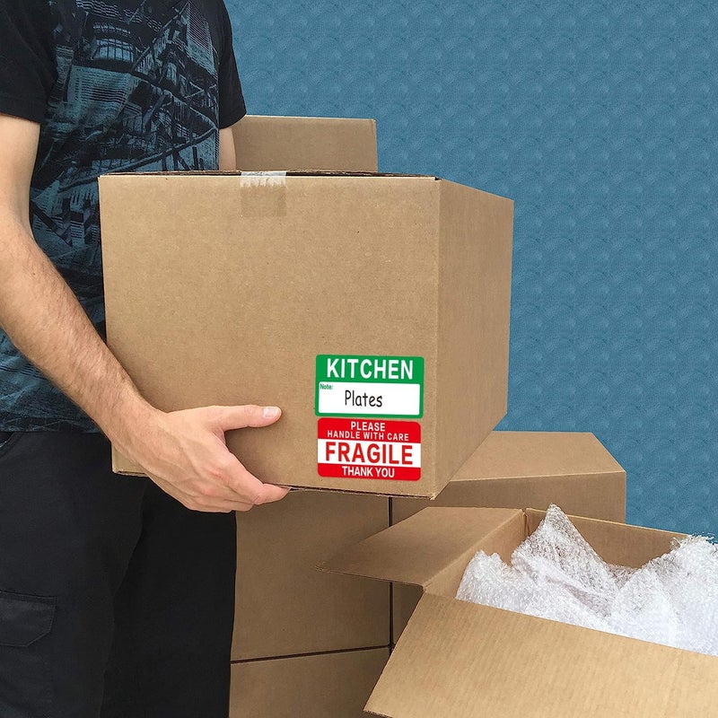 Lrogoe 300 Count 3.5 x 2 Large Home Moving Packing Box Labels for 3-4 Bedroom House with Writable Notes Areas, 7 Color Coded Moving Labels for Boxes + Fragile Moving Stickers - Image 5